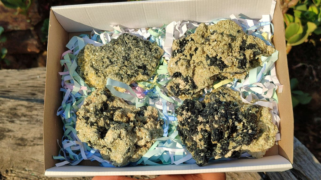 Natural Schorl Black Tourmaline Specimens x 4 From Erongo, Namibia - Toprock Gemstones and Minerals 