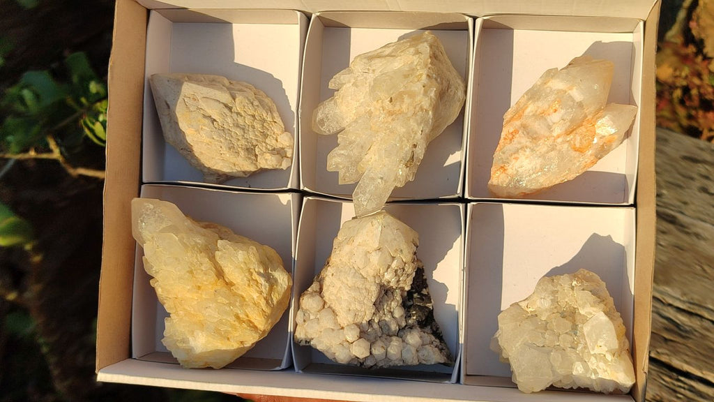 Natural Candle Quartz Crystal Clusters x 6 From Madagascar - Toprock Gemstones and Minerals 