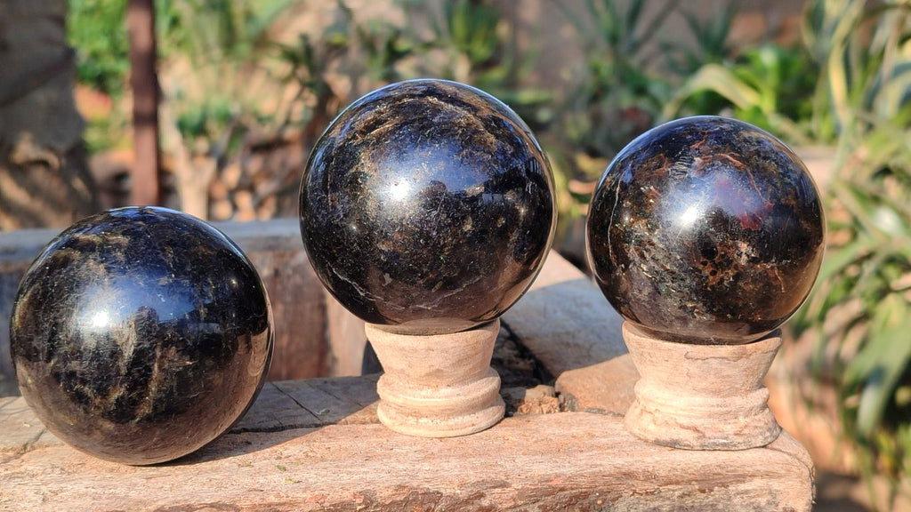 Polished Rare Iolite Spheres x 3 From Ambatofinandrahana, Madagascar - Toprock Gemstones and Minerals 