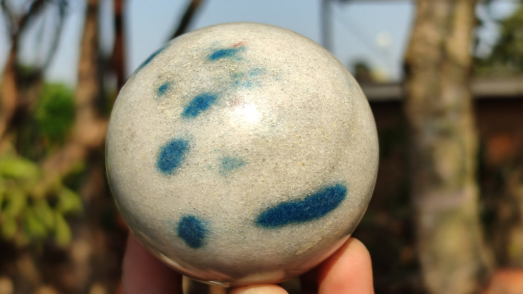 Polished Blue Spotted Spinel Quartz Spheres x 4 From Madagascar - Toprock Gemstones and Minerals 