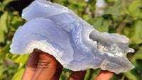 Natural Etched Blue Chalcedony Specimens x 3 From Nsanje, Malawi - Toprock Gemstones and Minerals 