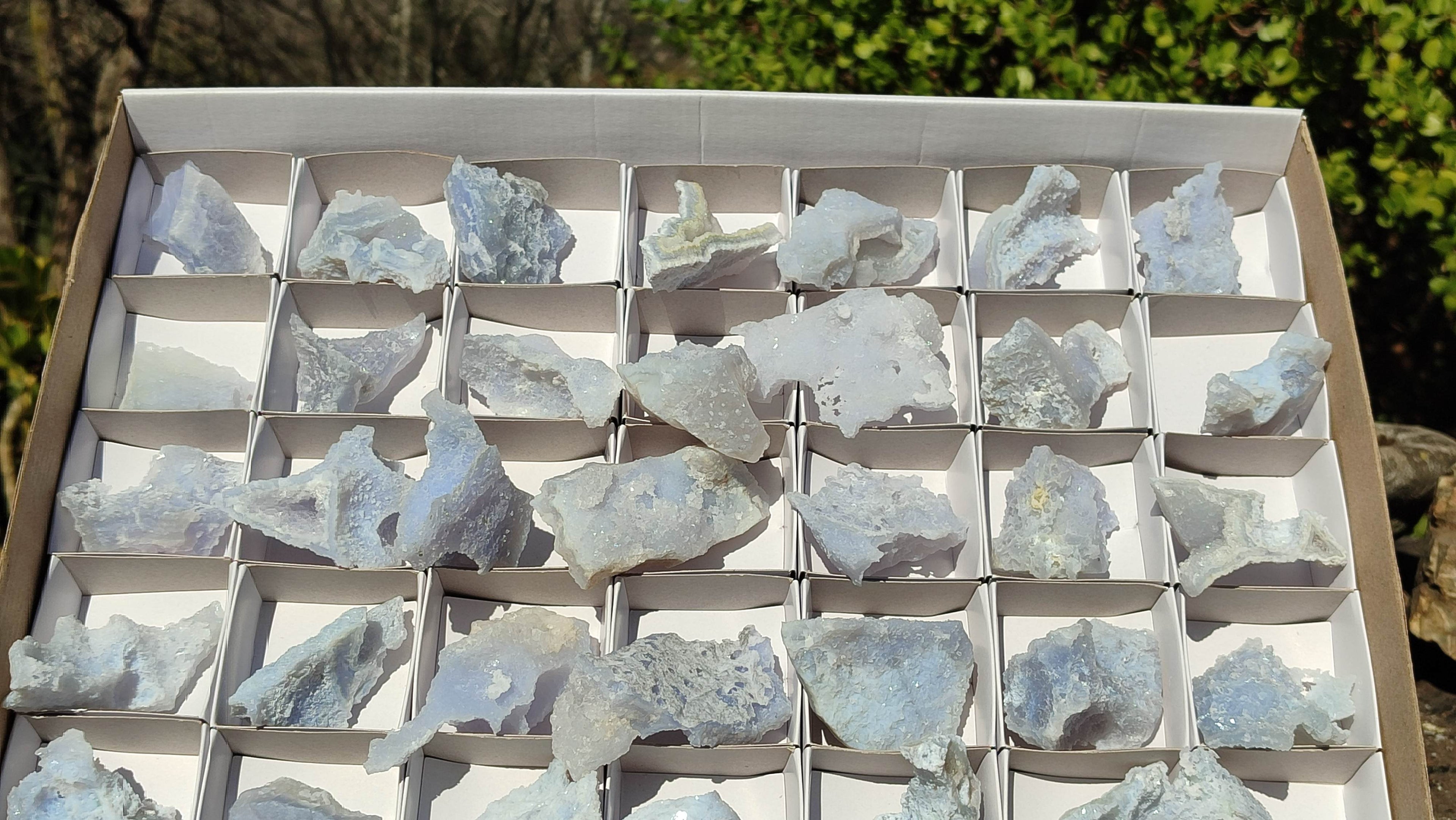 Natural Etched Blue Chalcedony Specimens  x 35 From Nsanje, Malawi - Toprock Gemstones and Minerals 