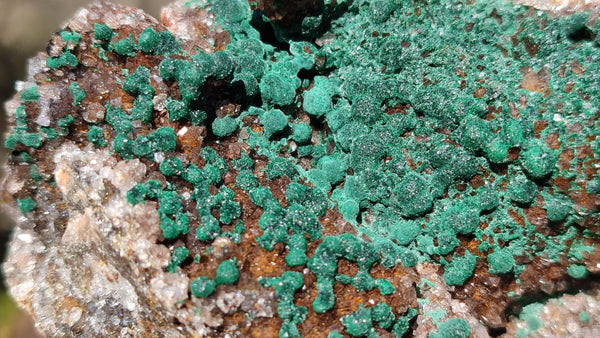 Natural Rare Ball Malachite On Drusy Quartz & Dolomite Specimens x 2 From Kambove, Congo - Toprock Gemstones and Minerals 