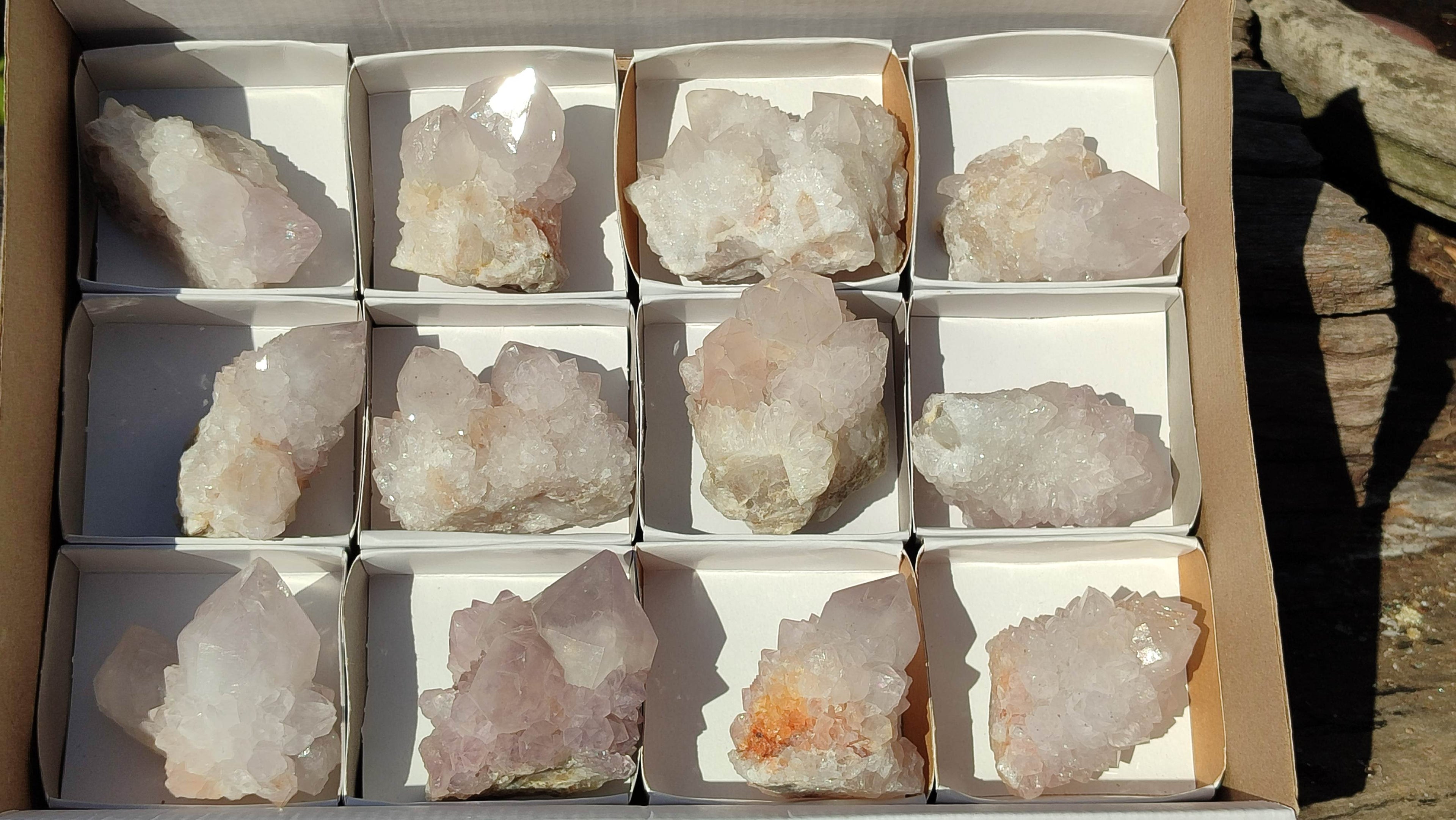 Natural Spirit Cactus Flower Quartz Clusters x 12 From Boekenhouthoek, South Africa - Toprock Gemstones and Minerals 