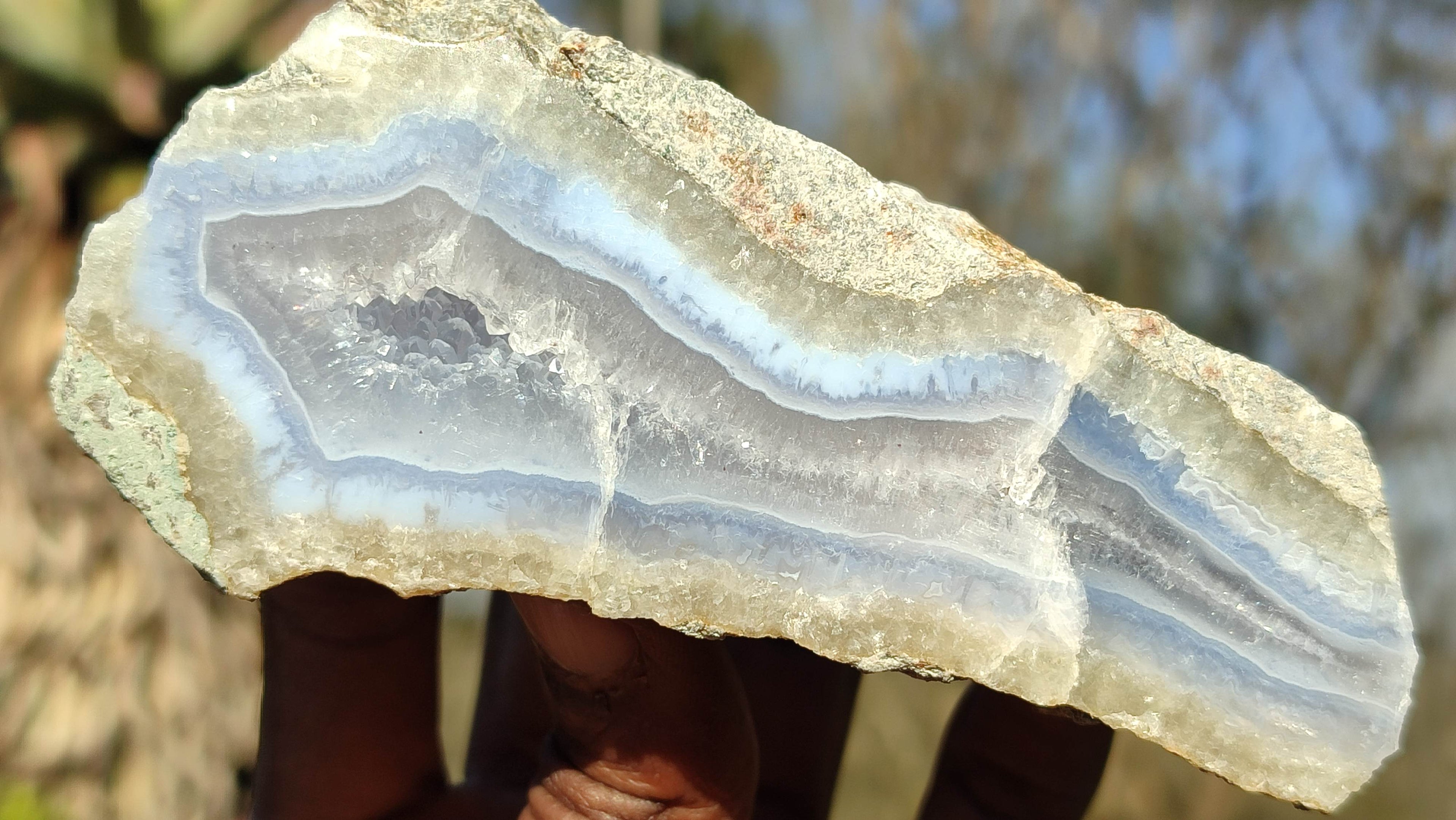 Polished One Side Polished Blue Lace Agate Specimens  x 6 From Nsanje, Malawi - Toprock Gemstones and Minerals 