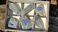 Polished One Side Polished Blue Lace Agate Specimens  x 6 From Nsanje, Malawi - Toprock Gemstones and Minerals 