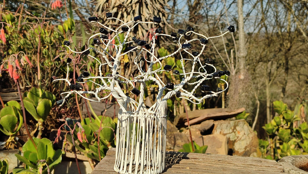 Hand Made Black Tourmaline Gemstone Art Baobab Tree x 1 From South Africa - Toprock Gemstones and Minerals 