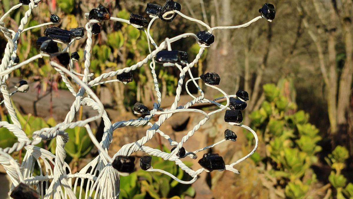 Hand Made Black Tourmaline Gemstone Art Baobab Tree x 1 From South Africa - Toprock Gemstones and Minerals 