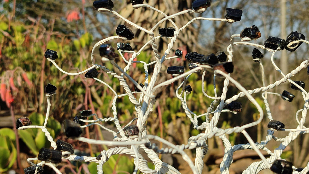 Hand Made Black Tourmaline Gemstone Art Baobab Tree x 1 From South Africa - Toprock Gemstones and Minerals 