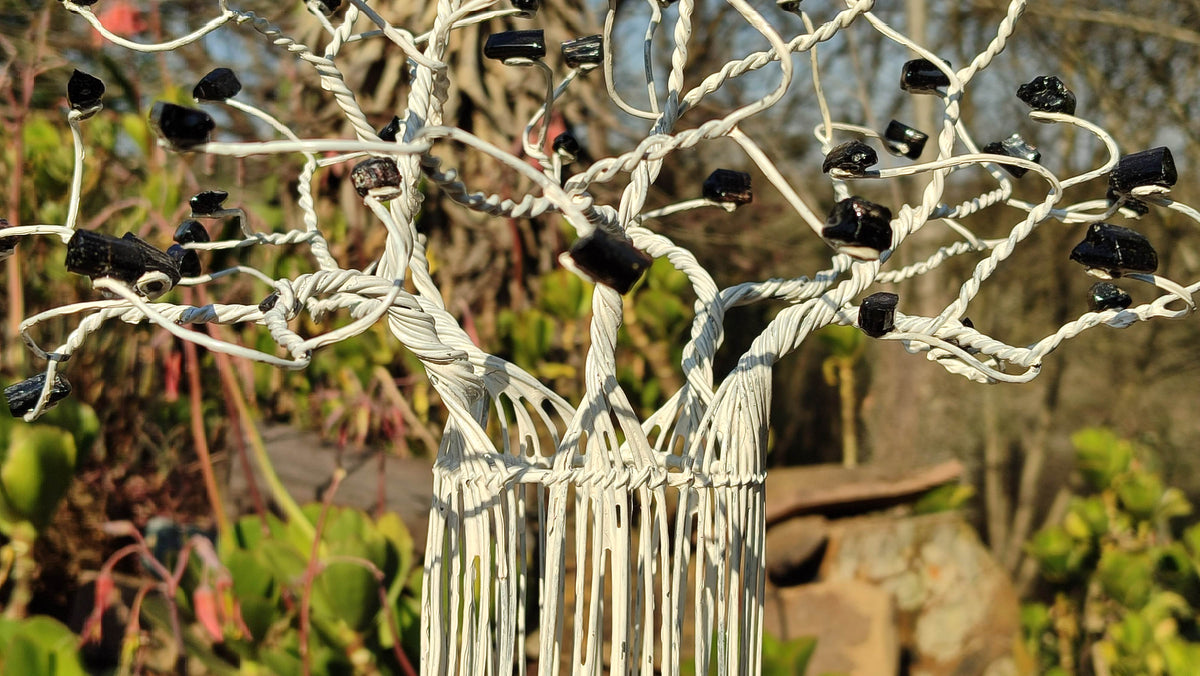 Hand Made Black Tourmaline Gemstone Art Baobab Tree x 1 From South Africa - Toprock Gemstones and Minerals 