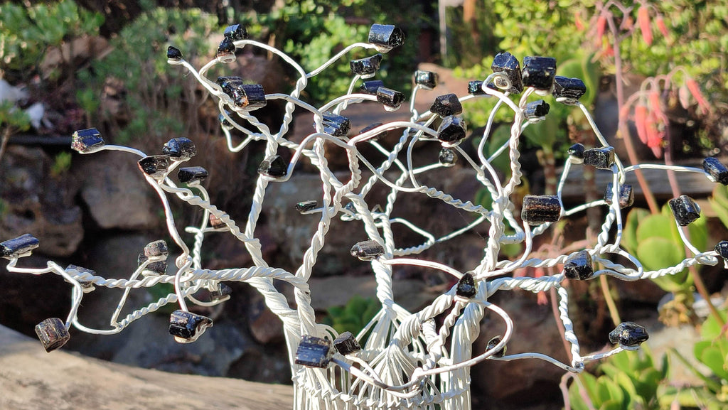 Hand Made Black Tourmaline Gemstone Art Baobab Tree x 1 From South Africa - Toprock Gemstones and Minerals 