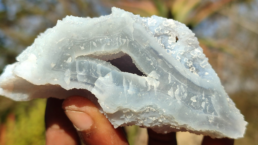 Natural Etched Blue Chalcedony Specimens  x 12 From Nsanje, Malawi - Toprock Gemstones and Minerals 
