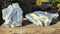 Natural Etched Blue Chalcedony Specimens  x 2 From Nsanje, Malawi - Toprock Gemstones and Minerals 