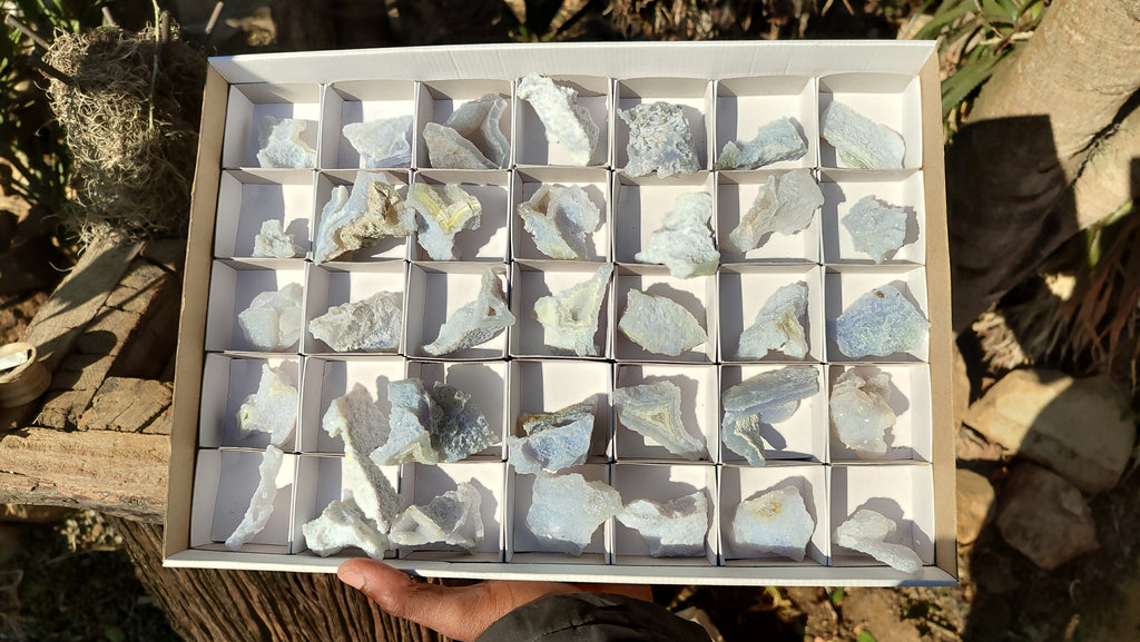 Natural Etched Blue Chalcedony Specimens  x 35 From Nsanje, Malawi - Toprock Gemstones and Minerals 