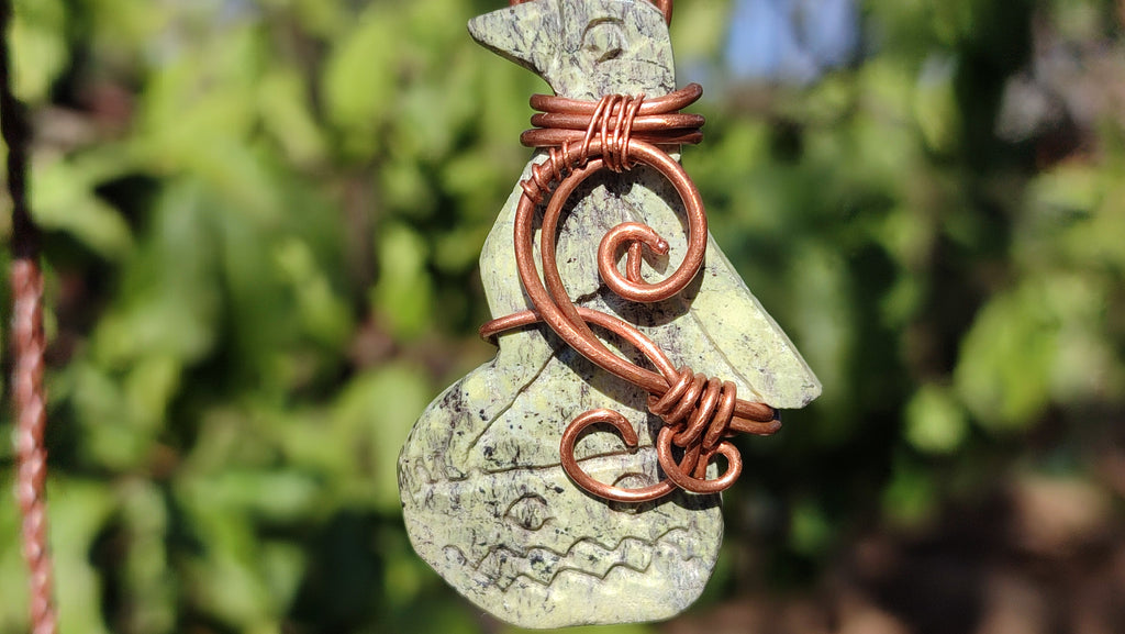 Polished Copper Wire Wrapped Leopard Stone Eagle Pendants x 6 From Zimbabwe - Toprock Gemstones and Minerals 