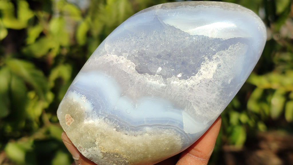 Polished Blue Lace Agate Standing Free Forms  x 3 From Nsanje, Malawi - Toprock Gemstones and Minerals 