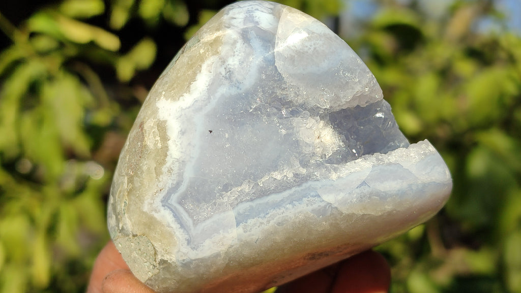Polished Blue Lace Agate Standing Free Forms  x 3 From Nsanje, Malawi - Toprock Gemstones and Minerals 