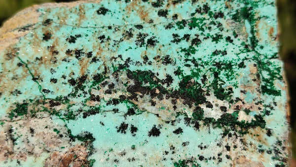 Natural Drusy Chrysocolla & Malachite Dolomite Specimens x 3 From Likasi, Congo - Toprock Gemstones and Minerals 