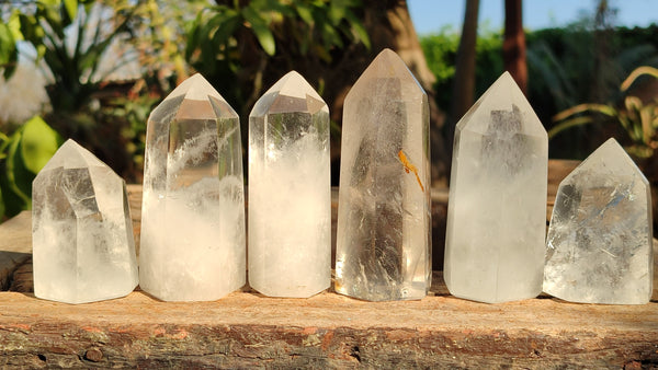 Polished Clear Quartz Crystal Points  x 6 From Madagascar - Toprock Gemstones and Minerals 