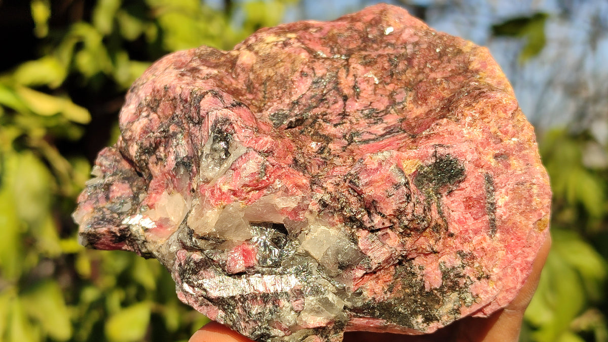 Natural Rough Red Rhodonite Specimens x 3 From Zimbabwe - Toprock Gemstones and Minerals 
