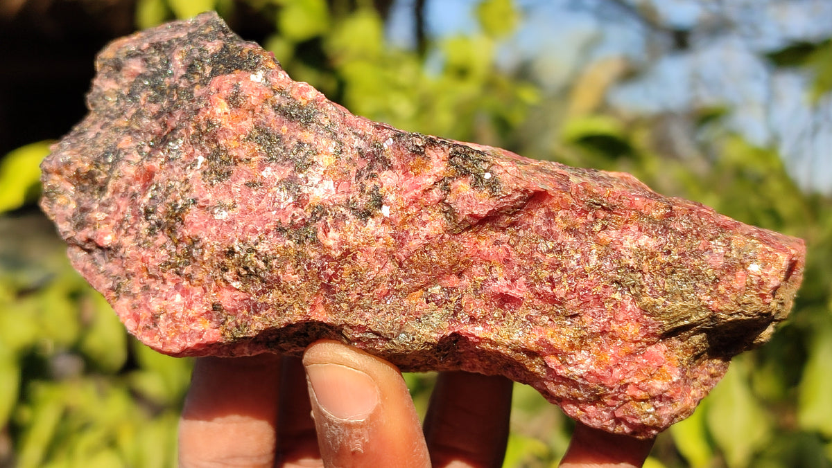 Natural Rough Red Rhodonite Specimens x 3 From Zimbabwe - Toprock Gemstones and Minerals 