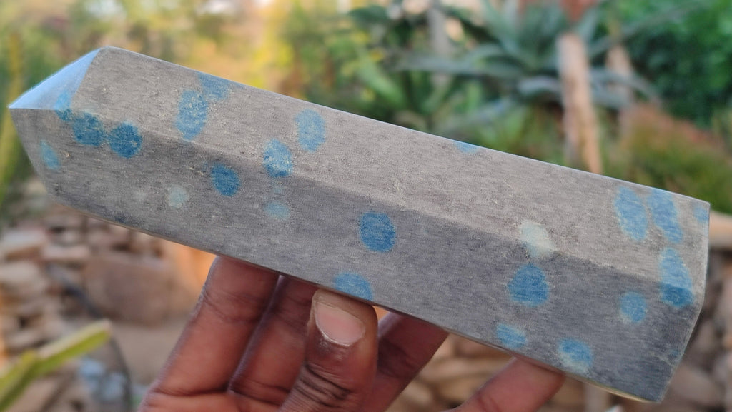 Polished Blue Spotted Spinel Quartz Points x 3 From Madagascar - Toprock Gemstones and Minerals 