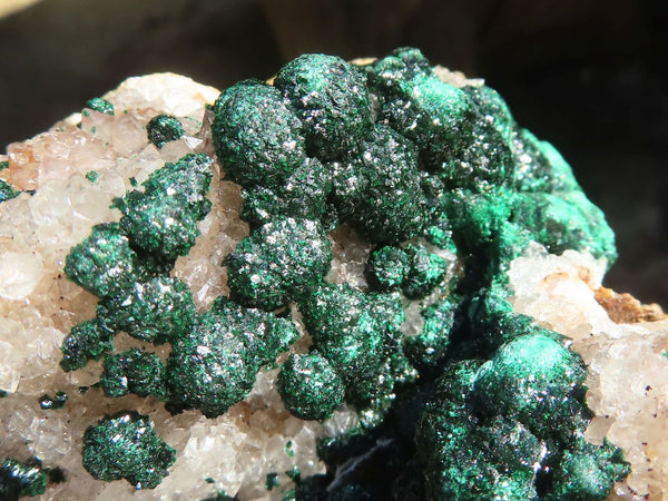 Natural Rare Ball Malachite On Drusy Quartz & Dolomite Matrix  x 1 From Kambove, Congo - Toprock Gemstones and Minerals 