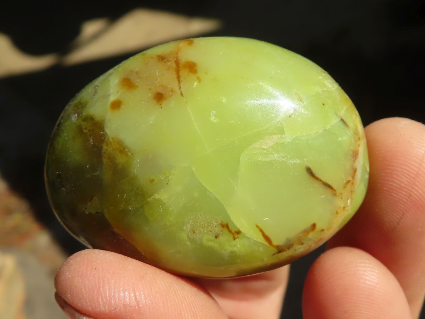Polished Green Opal Galet / Palm Stones x 12 From Antsirabe, Madagascar - Toprock Gemstones and Minerals 