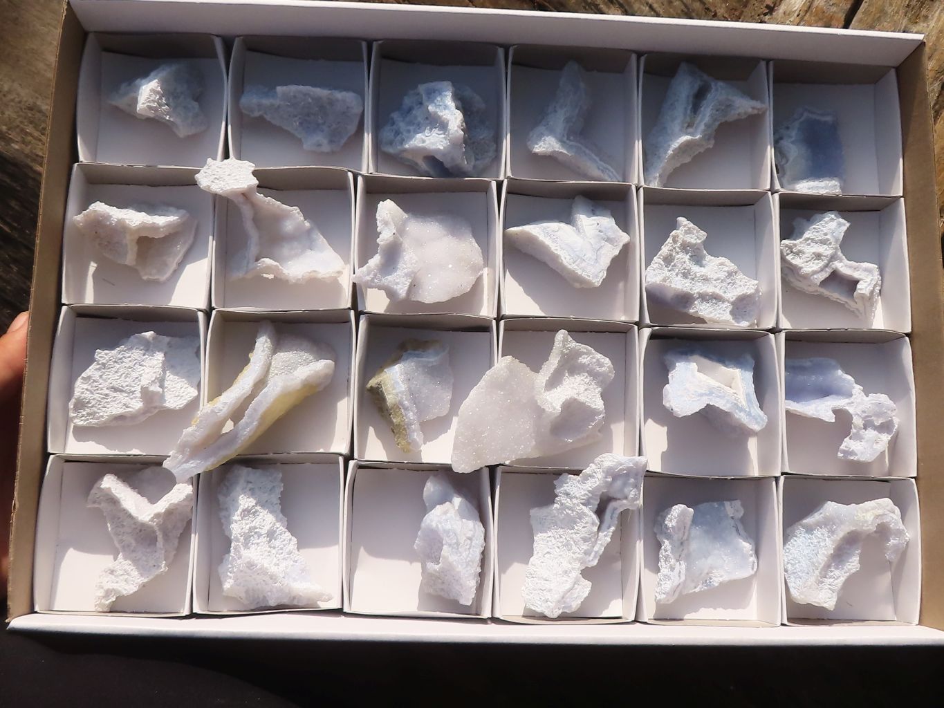 Natural Etched Blue Chalcedony Specimens  x 24 From Malawi - TopRock