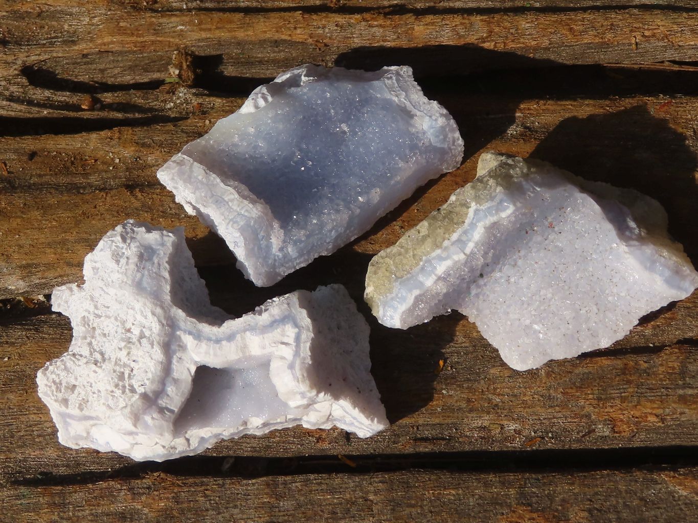 Natural Etched Blue Chalcedony Specimens  x 24 From Malawi - TopRock