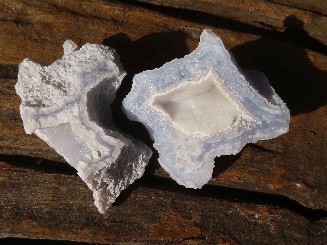 Natural Etched Blue Chalcedony Specimens  x 24 From Malawi - TopRock