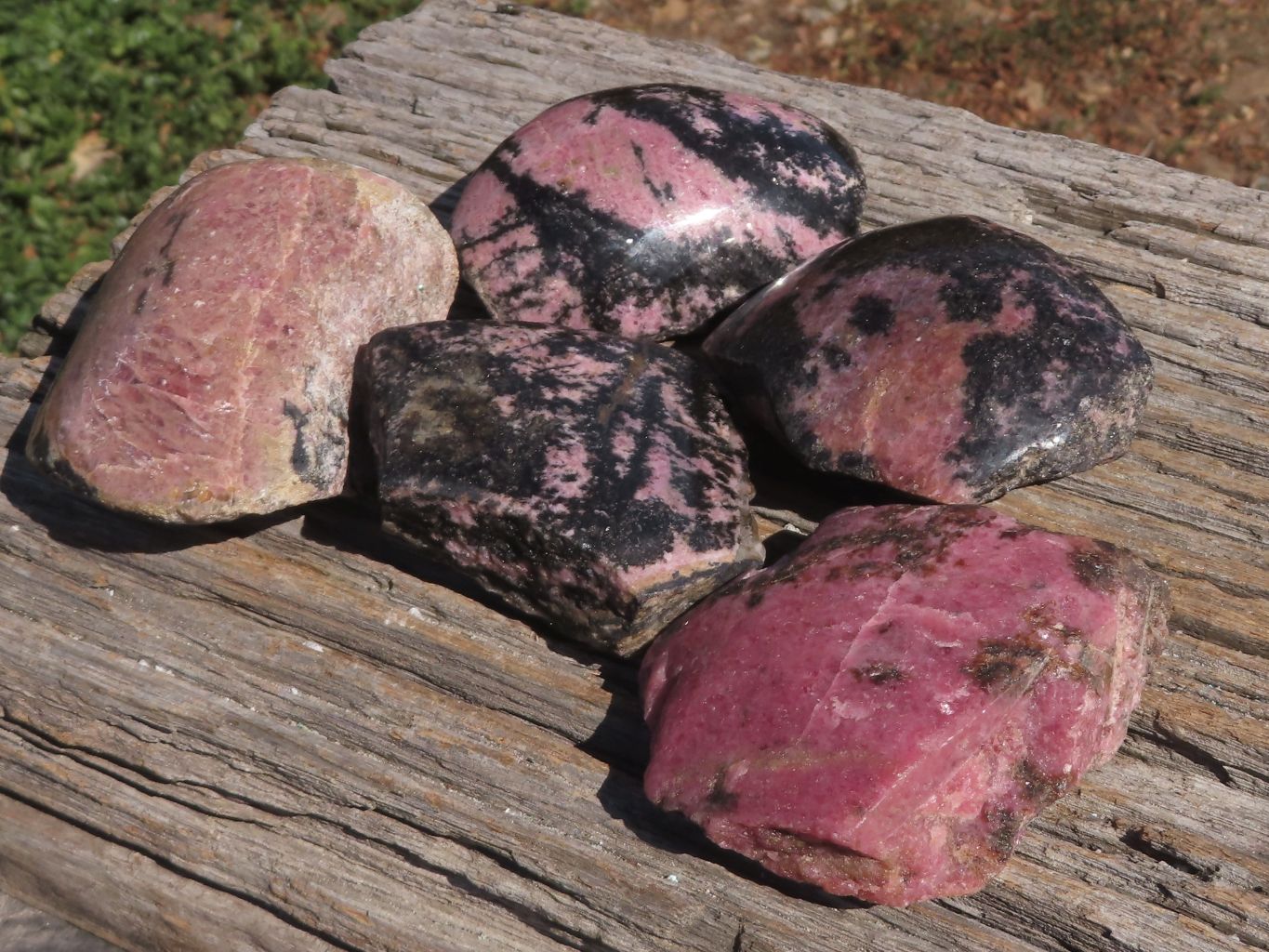 Polished One Sided Rhodonite & Chromite Free Forms  x 5 From Ambindavato, Madagascar - TopRock