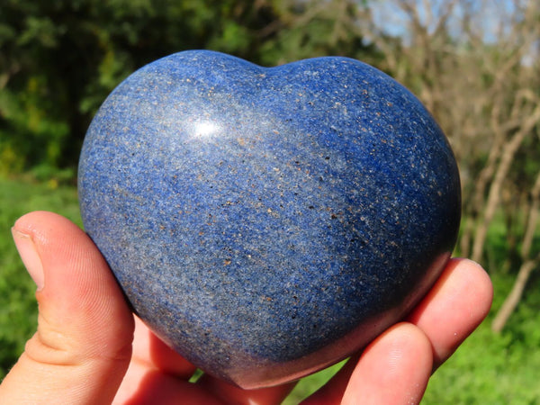 Polished Rich Blue Stunning Lazulite Hearts x 3 From Ambatfinhandrana, Madagascar - TopRock