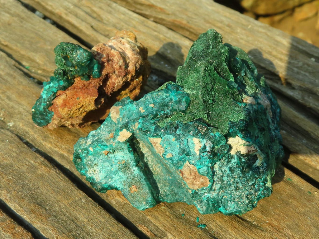 Natural Classic Emerald Dioptase Crystal Specimens x 2 From Likasi, Congo - Toprock Gemstones and Minerals 