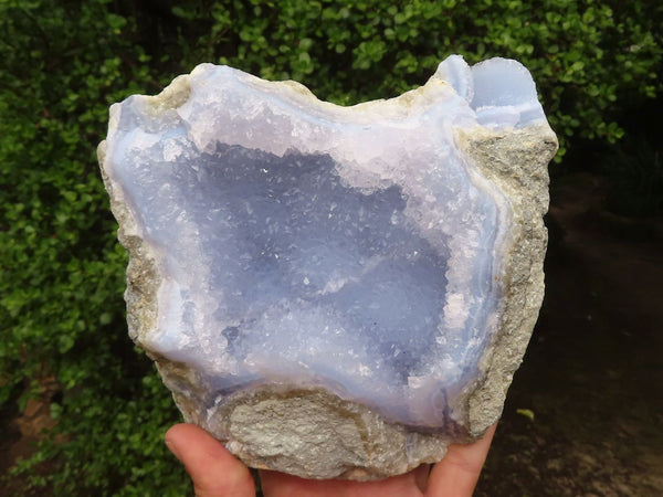 Natural Blue Lace Agate Geode Specimens  x 2 From Malawi - Toprock Gemstones and Minerals 