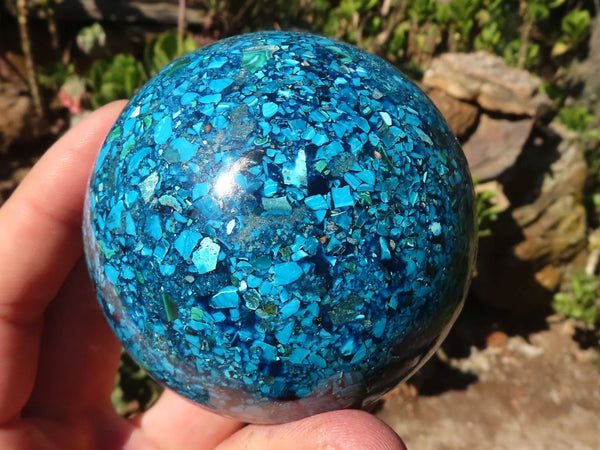 Polished Conglomerate Chrysocolla Spheres With Azurite & Malachite  x 2 From Congo - Toprock Gemstones and Minerals 