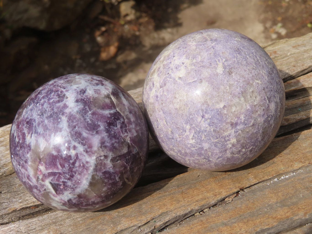Polished Purple Lepidolite With Rubellite Spheres  x 2 From Madagascar - Toprock Gemstones and Minerals 