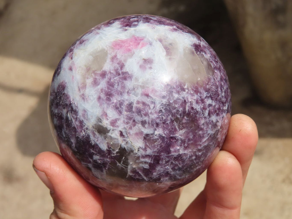 Polished Purple Lepidolite With Rubellite Spheres  x 2 From Madagascar - Toprock Gemstones and Minerals 