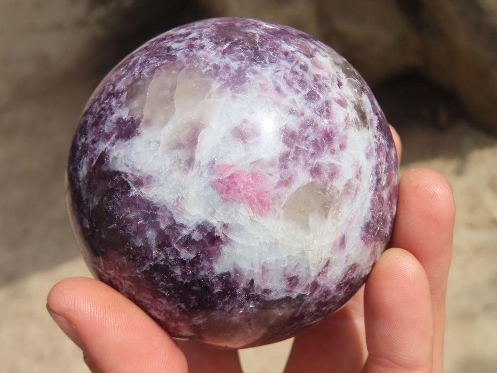 Polished Purple Lepidolite With Rubellite Spheres  x 2 From Madagascar - Toprock Gemstones and Minerals 
