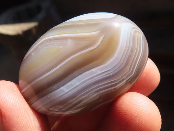 Polished Highly Selected Banded Agate Palm Stones  x 20 From Madagascar - Toprock Gemstones and Minerals 