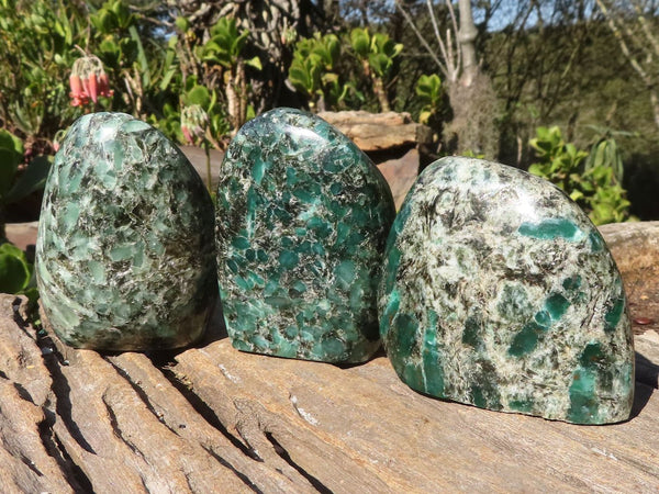 Polished Rare Emerald In Matrix Standing Free Forms  x 3 From Sandawana, Zimbabwe - Toprock Gemstones and Minerals 