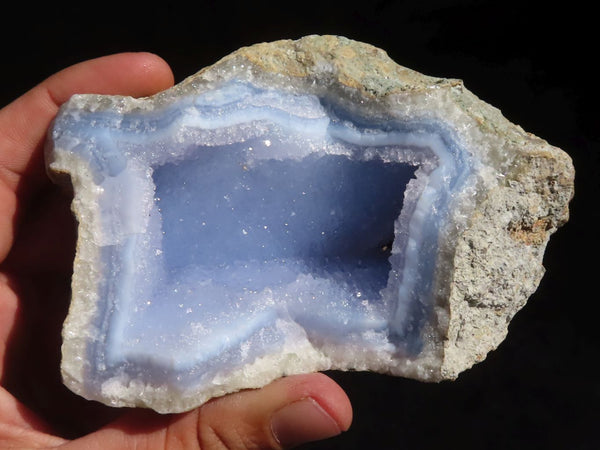 Natural Blue Lace Agate Geode Specimens  x 3 From Nsanje, Malawi - Toprock Gemstones and Minerals 