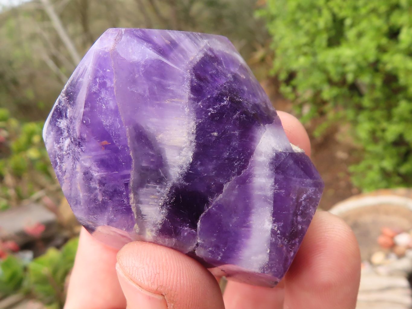 Polished Chevron Amethyst Points x 6 From Zambia - Toprock Gemstones and Minerals 