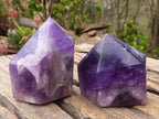 Polished Chevron Amethyst Points x 6 From Zambia - Toprock Gemstones and Minerals 