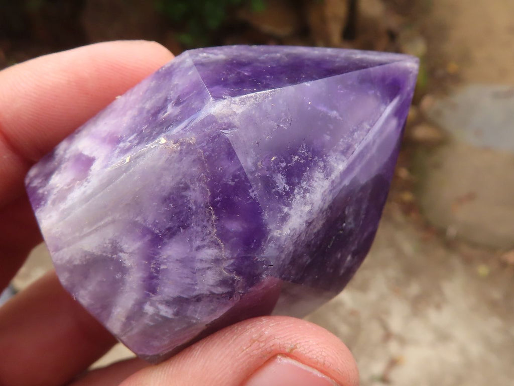 Polished Chevron Amethyst Points x 6 From Zambia - Toprock Gemstones and Minerals 