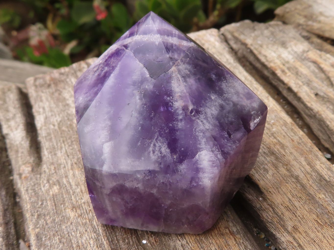 Polished Chevron Amethyst Points x 6 From Zambia - Toprock Gemstones and Minerals 