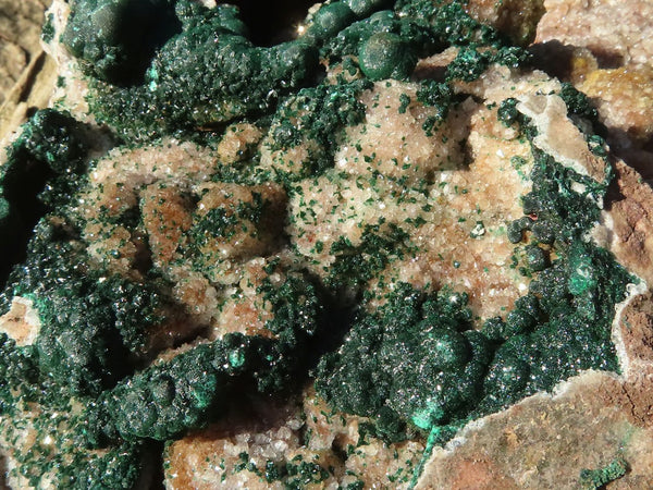 Natural Rare Ball Malachite On Drusy Quartz & Dolomite Matrix  x 1 From Kambove, Congo - Toprock Gemstones and Minerals 