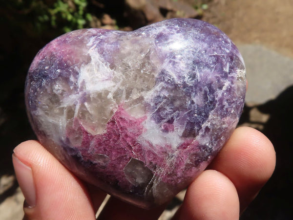 Polished Purple Lepidolite Hearts  x 6 From Madagascar - TopRock