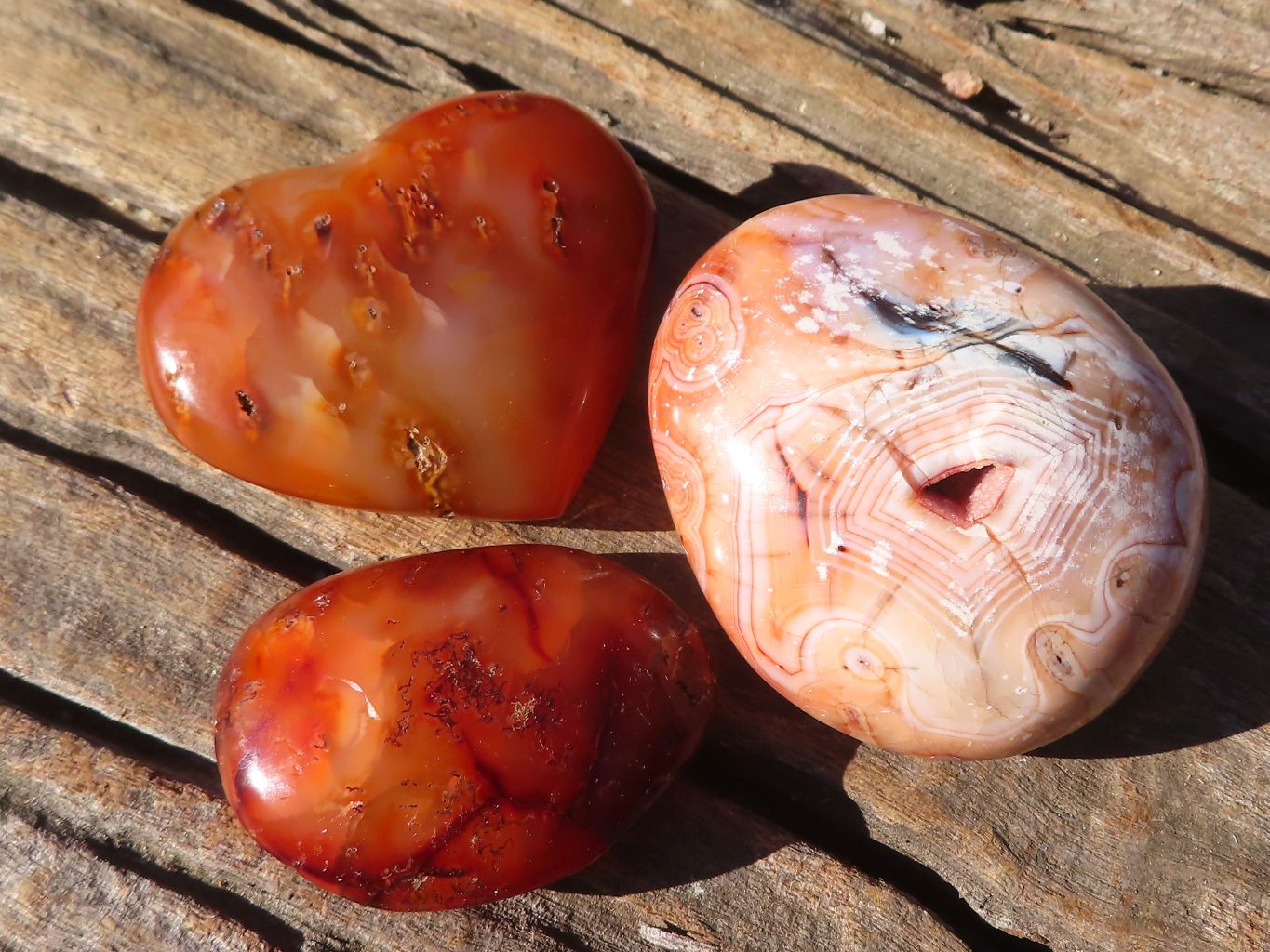 Polished Carnelian Agate Hearts & Palm Stones  x 12 From Madagascar - Toprock Gemstones and Minerals 