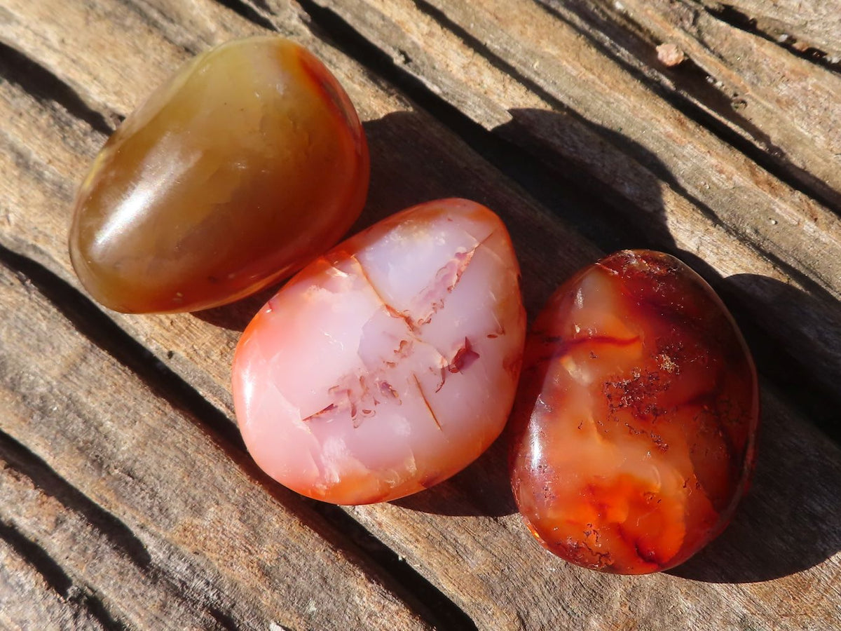 Polished Carnelian Agate Hearts & Palm Stones  x 12 From Madagascar - Toprock Gemstones and Minerals 